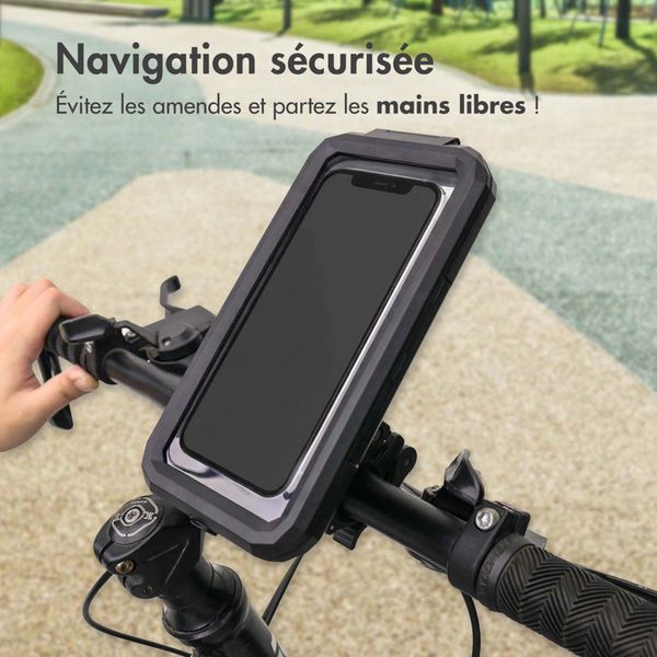 imoshion Support de téléphone premium pour vélo - Résistant aux éclaboussures - Rotation à 360° - Universel - Noir