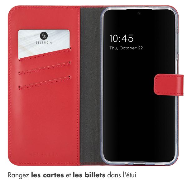 Selencia Étui portefeuille en cuir véritable Samsung Galaxy A16 - Rouge