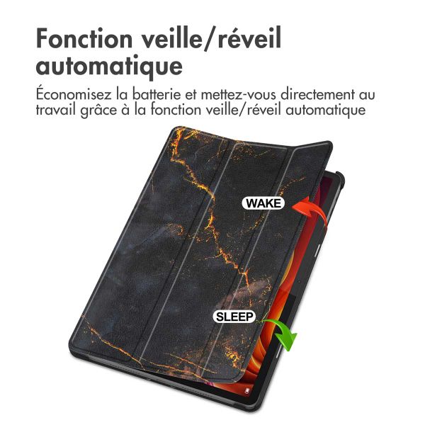 imoshion Coque tablette Design Trifold Lenovo Tab K11 Plus - Black Marble