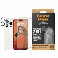 PanzerGlass Pack 2-en-1 - Protection d'écran antibactérienne Ultra-Wide Fit avec applicateur + Protection de caméra Apple iPhone 15 Pro