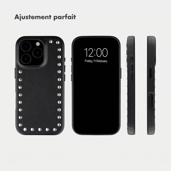 Selencia Coque arrière Studs avec MagSafe Apple iPhone 16 Pro - Velvet Black