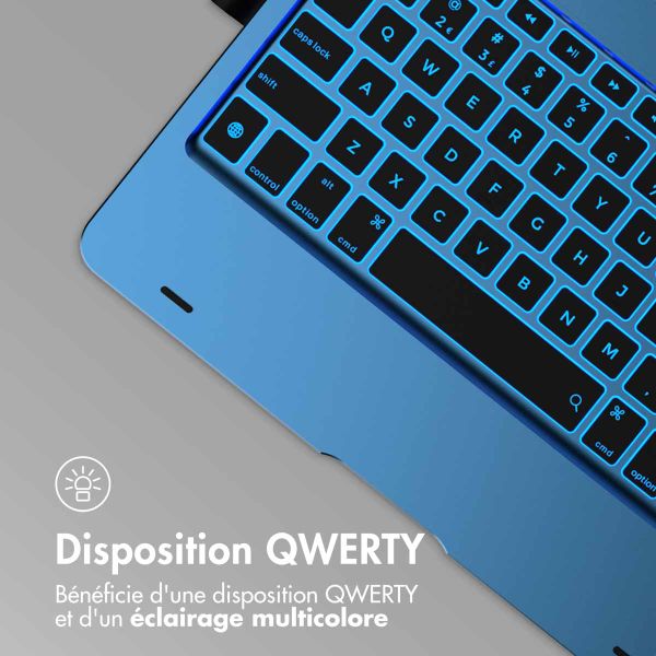 Accezz Bookcase clavier 360 Slim QWERTY Apple iPad 9 (2021) 10.2 pouces / iPad 8 (2020) 10.2 pouces / iPad 7 (2019) 10.2 pouces - QWERTY / NL - Bleu foncé