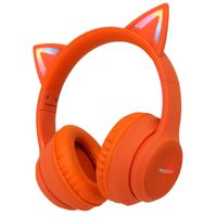 imoshion Casque sans fil pour enfants LED Light Cat Ear - Limiteur de décibels - Avec câble AUX - Orange