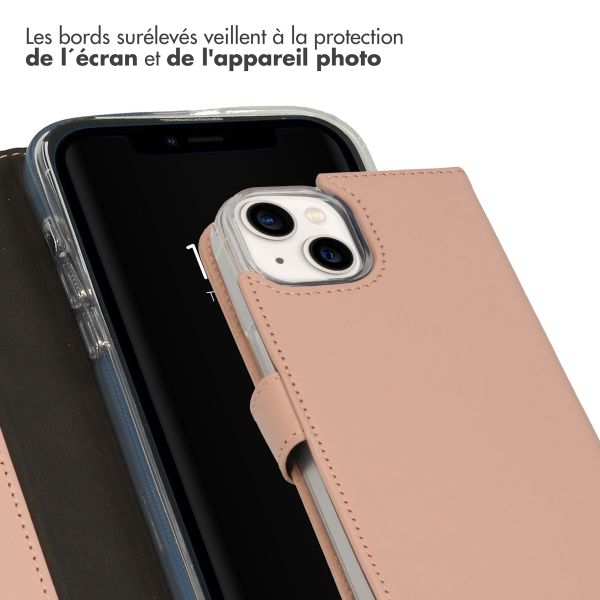 Selencia Étui portefeuille en cuir véritable Apple iPhone 14 - Dusty Pink