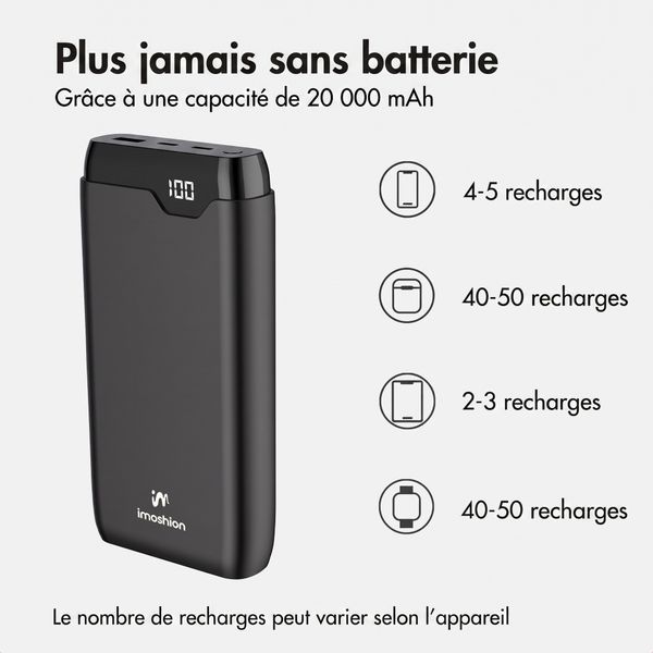 imoshion Batterie externe - 27.000 mAh - Quick Charge et Power Delivery - 30W - Noir