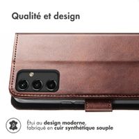 imoshion Étui de télephone portefeuille de luxe Samsung Galaxy A14 (4G) - Marron foncé