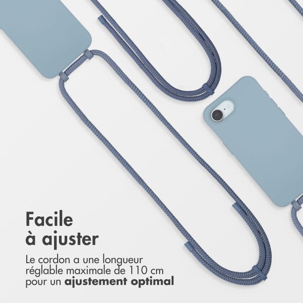 imoshion Coque arrière Color avec cordon amovible et MagSafe Apple iPhone 17e / 16e - Ash Blue