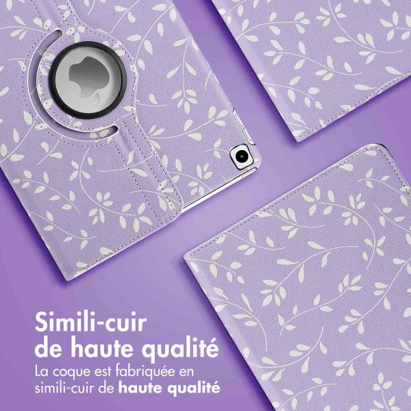 imoshion Coque tablette Design rotatif à 360° Apple iPad 9 (2021) 10.2 pouces / iPad 8 (2020) 10.2 pouces / iPad 7 (2019) 10.2 pouces - Lavender Flowers