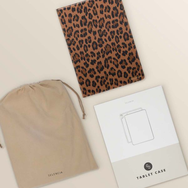 Selencia Coque tablette Sabi avec imprimé léopard Samsung Galaxy Tab A9 Plus - Mocha Brown
