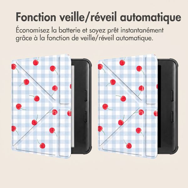 imoshion Étui de liseuse portefeuille design Pliable Kobo Libra Colour - Cherry Check