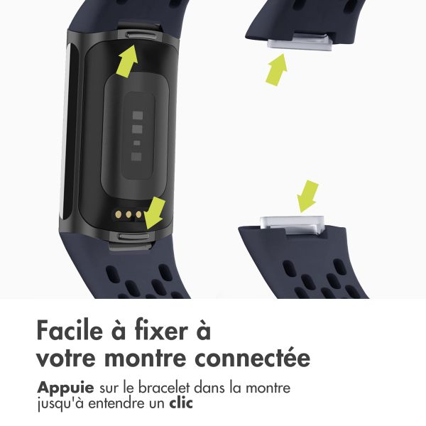 imoshion Bracelet sport en silicone avec boucle Fitbit Charge 5 / 6 - Bleu foncé