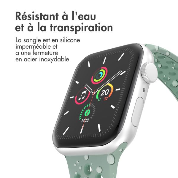 imoshion Bracelet Sport⁺ en silicone Apple Watch | 38/40/41/42 mm - Taille S/M - Light Green & Green