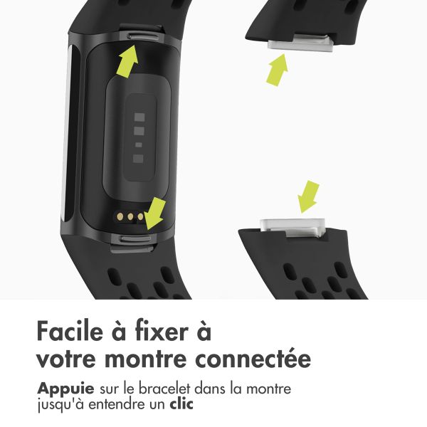 imoshion Bracelet sport en silicone avec boucle Fitbit Charge 5 / 6 - Noir