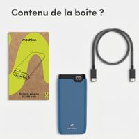 imoshion Batterie externe 20 000 mAh - Chargeur rapide 22,5 W - USB-C / USB-A - Bleu