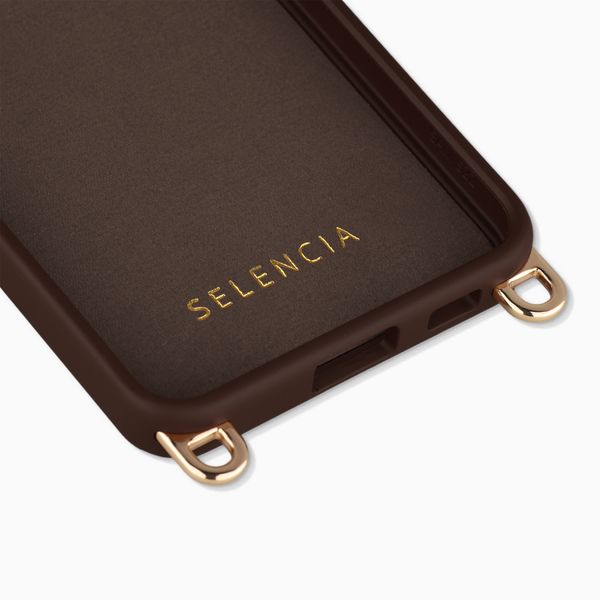 Selencia Coque arrière Rivièra avec MagSafe avec crochets amovibles Samsung Galaxy A57 (5G) - Choco Brown