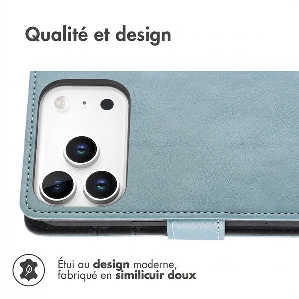 imoshion Étui de télephone portefeuille de luxe Apple iPhone 18 Pro Max / 17 Pro Max - Bleu clair