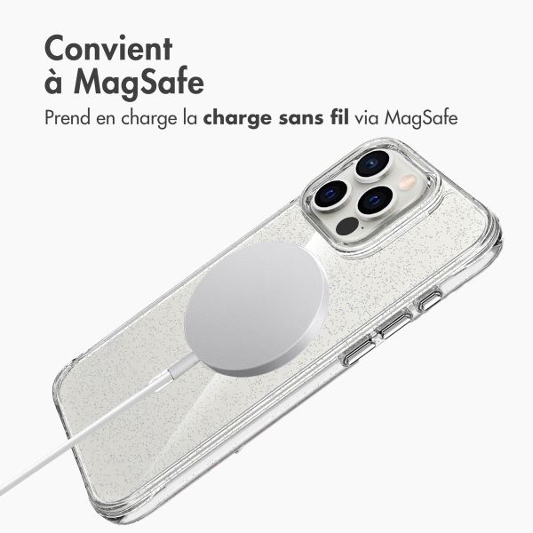 imoshion Coque arrière transparente Pailletée avec MagSafe Apple iPhone 16 Pro - Argent