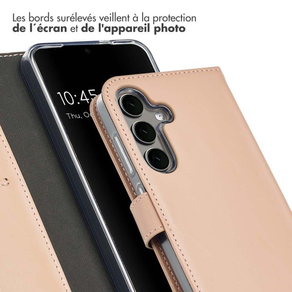 Selencia Étui portefeuille en cuir véritable Samsung Galaxy S25 Plus - Dusty Pink