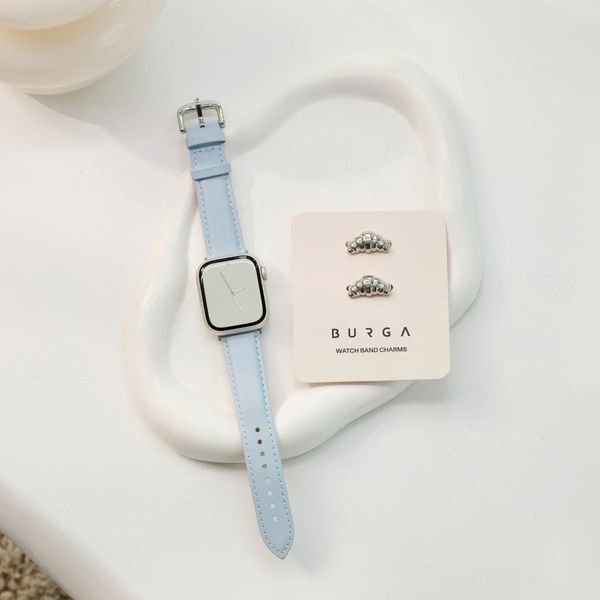 Burga Bracelet en cuir véritable  - Apple Watch | 44/45/46/49 mm / Connexion universelle 20 mm - Dream / Silver