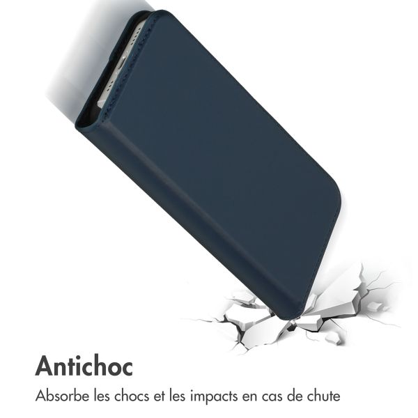 Accezz Étui de télephone Slim Folio en cuir de qualité supérieure Apple iPhone 14 - Bleu foncé