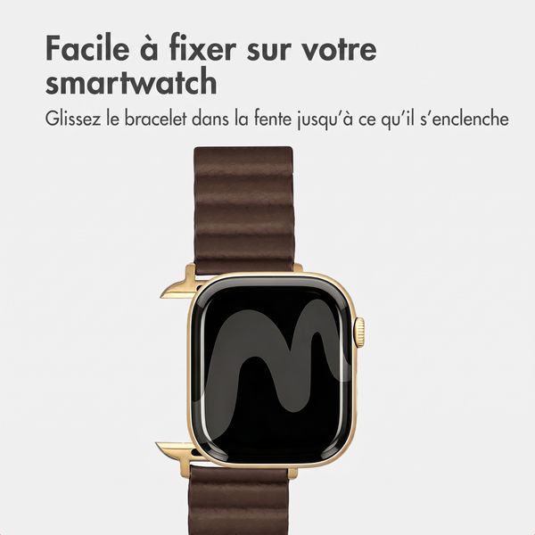 imoshion Bracelet magnétique en cuir synthétique Apple Watch | 38/40/41/42 mm - Marron