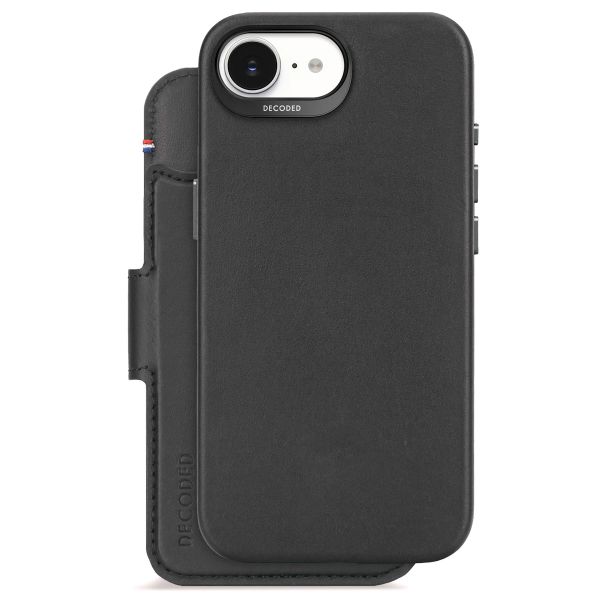 Decoded Portefeuille détachable 2 en 1 en cuir MagSafe Apple iPhone 17e / 16e - Noir