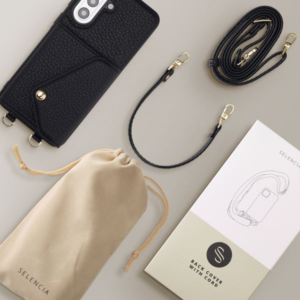 Selencia Coque de télephone Sera avec cordon et porte-cartes enveloppe Samsung Galaxy A57 (5G) - Noir
