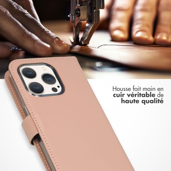 Selencia Étui portefeuille en cuir véritable Apple iPhone 15 Pro - Dusty Pink