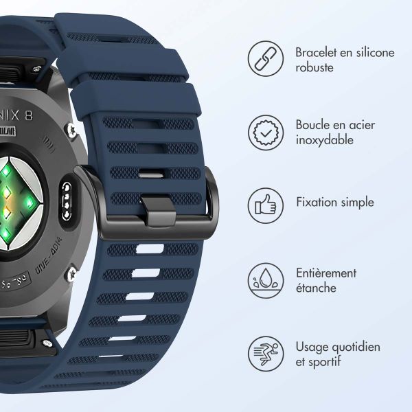 imoshion Bracelet QuickFit® Stripe en silicone  - Connexion Garmin 26 mm - Bleu foncé