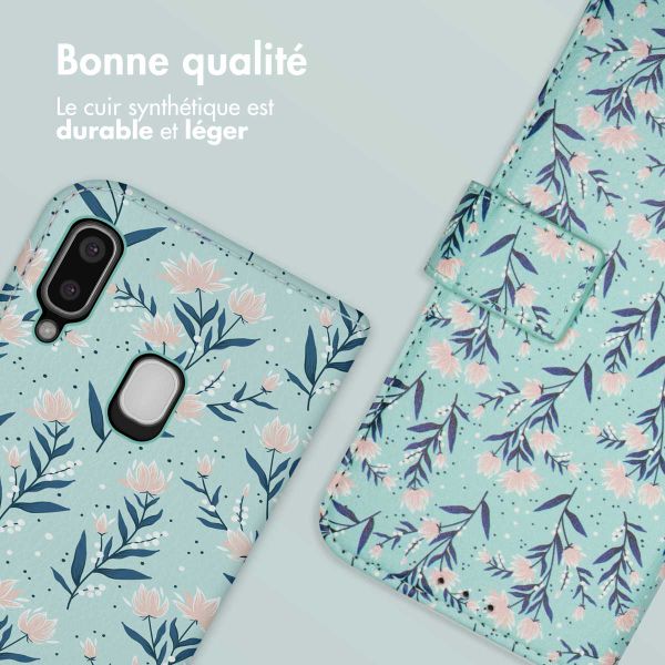 imoshion Étui de télephone portefeuille Design Samsung Galaxy A20e - Blue Flowers