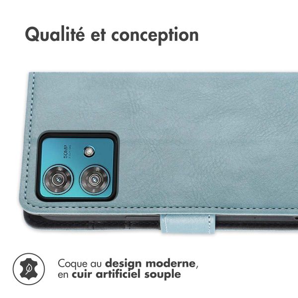 imoshion Étui de télephone portefeuille de luxe Motorola Moto G84 - Bleu clair