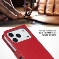 Selencia Étui portefeuille en cuir véritable Apple iPhone 17 Pro - Rouge