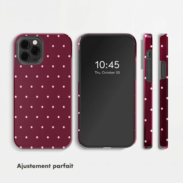 Selencia Coque arrière Vivid Apple iPhone 12 (Pro) - Happy Dots Burgundy