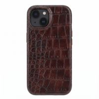 Selencia Coque arrière Croco avec MagSafe Apple iPhone 15 - Choco Brown