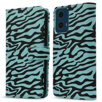 imoshion Étui de télephone portefeuille Design Motorola Moto G34 - Black Blue Stripes