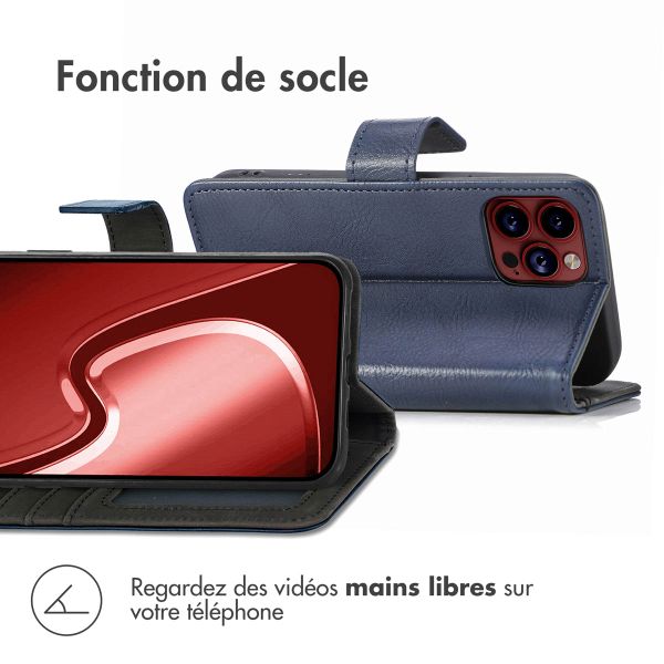 imoshion Étui de télephone portefeuille de luxe Apple iPhone 15 Pro Max - Bleu foncé
