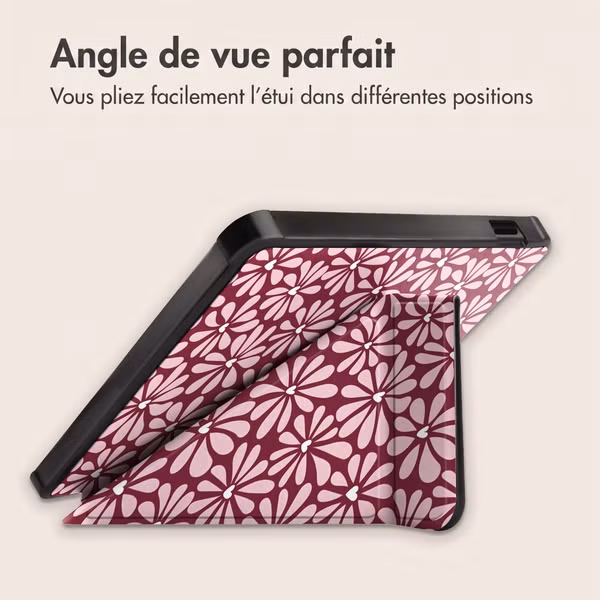 imoshion Étui de liseuse portefeuille design Pliable Kobo Libra Colour - Bloom Love Blush