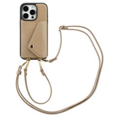 Selencia Coque de télephone Sera avec cordon et porte-cartes enveloppe Apple iPhone 16 Pro - Taupe