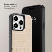 Selencia Coque de télephone Nova Croco avec cordon et porte-cartes Apple iPhone 14 Pro - Beige