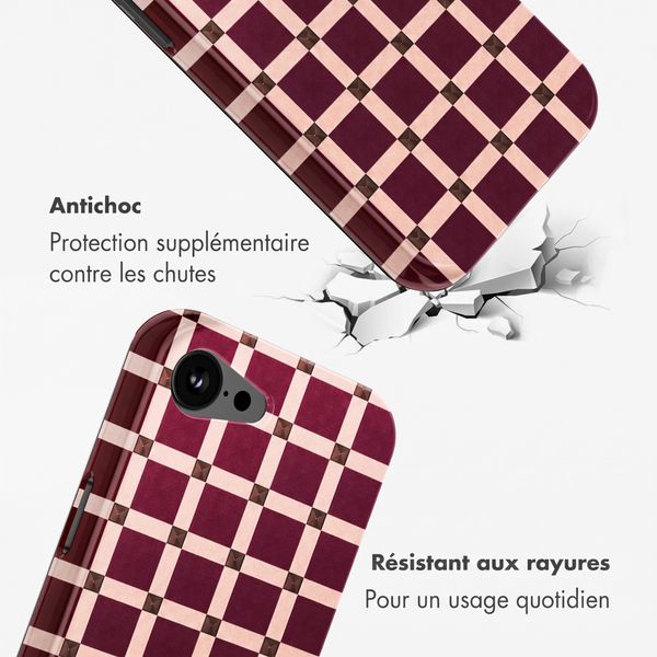 Selencia Coque arrière Vivid avec MagSafe Apple iPhone 17e / 16e - Check This Burgundy