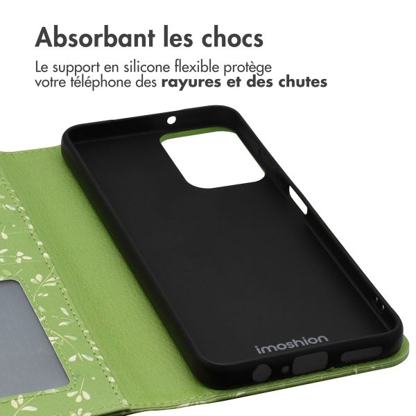 imoshion Étui de télephone portefeuille Design Motorola Moto G34 - Green Flowers
