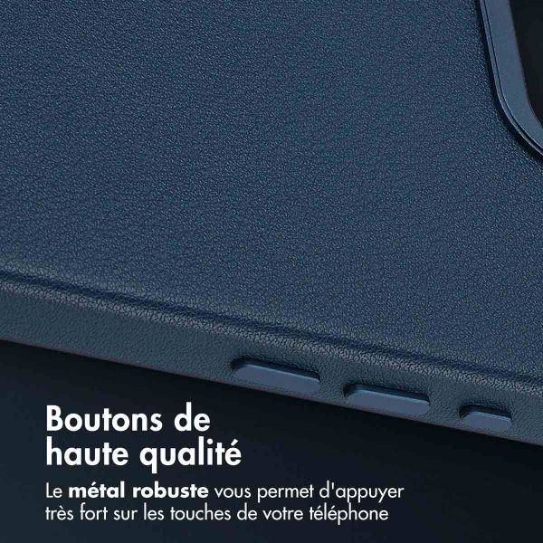 Accezz Coque arrière en cuir avec MagSafe Apple iPhone 17e / 16e - Nightfall Blue