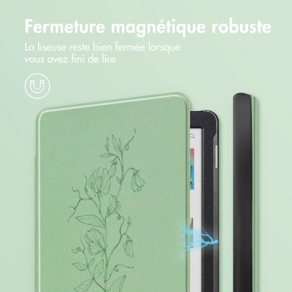 imoshion Design Slim Hard Case Sleepcover Kobo Clara Colour / BW - Floral Green