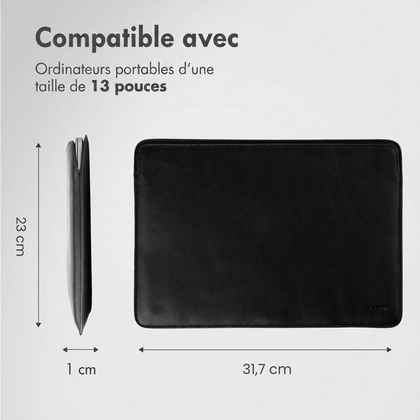 Accezz Housse ordinateur cuir 13 pouces - Noir
