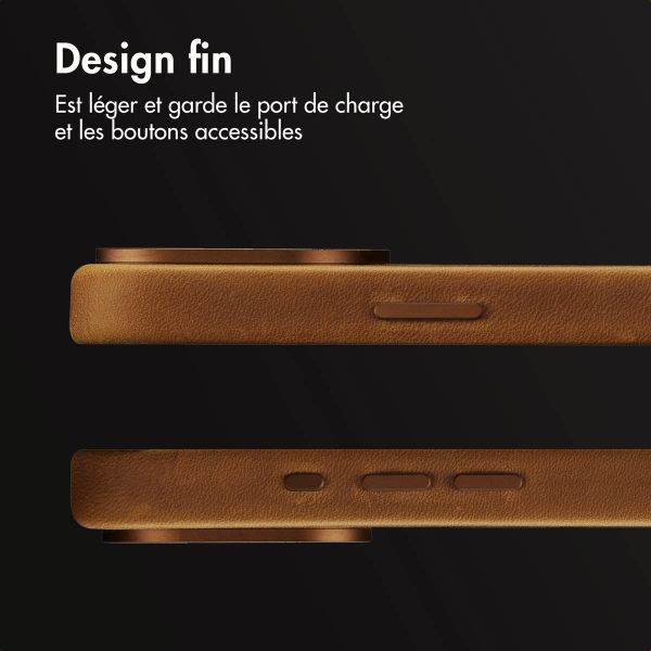 Accezz Coque MagSafe en cuir vintage Apple iPhone 16 Pro Max - Tabacco Cognac