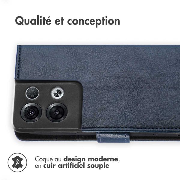 imoshion Étui de télephone portefeuille de luxe Oppo Reno 8 Pro 5G - Bleu foncé