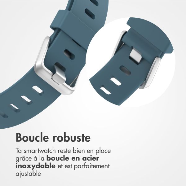 imoshion Bracelet silicone Fitbit Versa / Versa 2 / Versa Lite - Taille L - Bleu & Gris