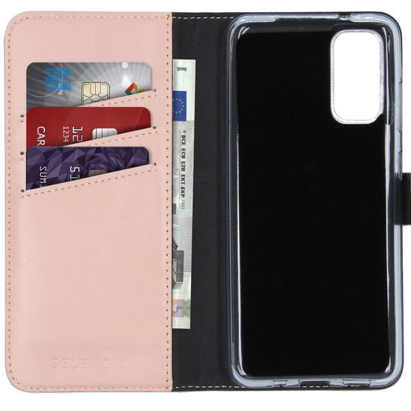 Selencia Étui portefeuille en cuir véritable Samsung Galaxy S20 - Dusty Pink