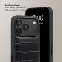 Selencia Coque de télephone Nova Croco avec cordon et porte-cartes Apple iPhone 18 Pro / 17 Pro - Noir