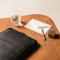Accezz Pochette ordinateur Leather avec fermeture éclair 13-14 pouces - Noir